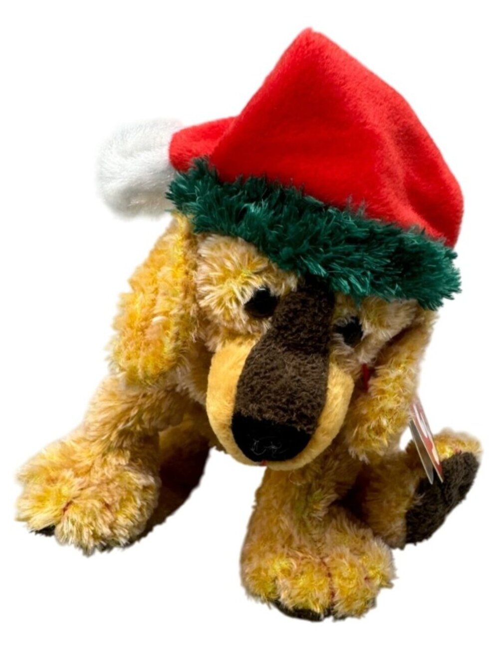 Ty Beanie Baby "Jingle Pup" Christmas Plush Dog 7" Red Santa Hat Surface READ